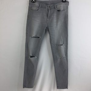 Zara Z1975 Denim Womens Faded Skinny Jeans Rips